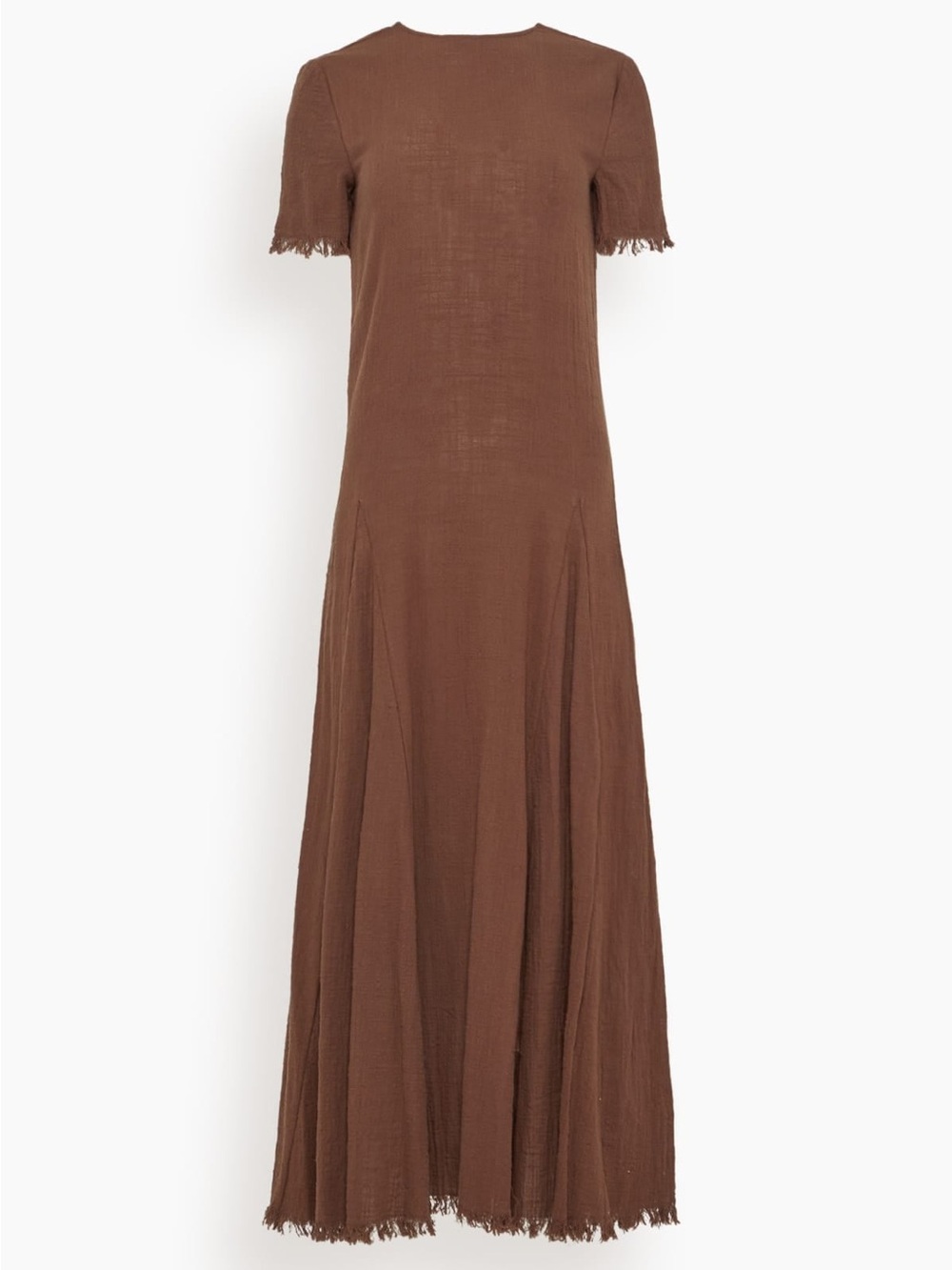 STAUD Brown Fringed Short-Sleeve Maxi Dress - Picture 5 of 12